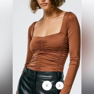 Tibi Stretch Shirred Long Sleeve Bodysuit - brand new never worn